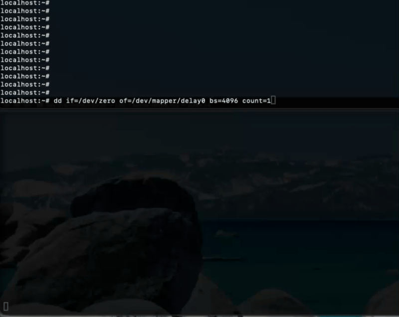 /dev/delay0 に対して dd コマンド実行時の様子